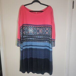 Free People Steppin Out Black Combo Floral Tunic/Dress-Size: Medium